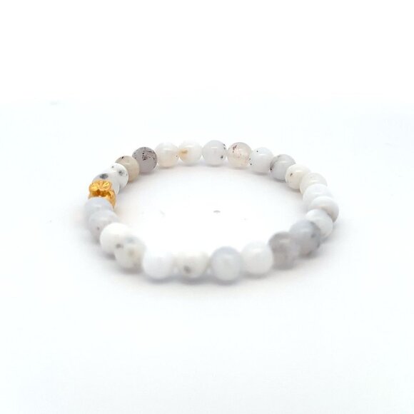 18K Gold Money Bag Lucky Charm Bracelet Gemstones Natural Multicolor Opal 6mm - Picture 5 of 5